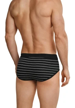 SCHIESSER Original Classics sportslips (2-pack), Feinripp met gulp, zwart gestreept