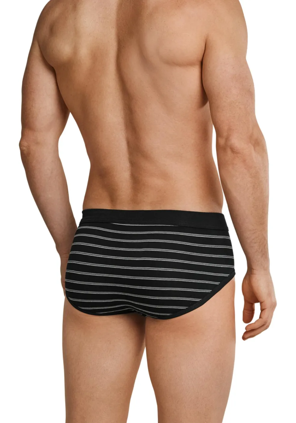 SCHIESSER Original Classics sportslips (2-pack), Feinripp met gulp, zwart gestreept