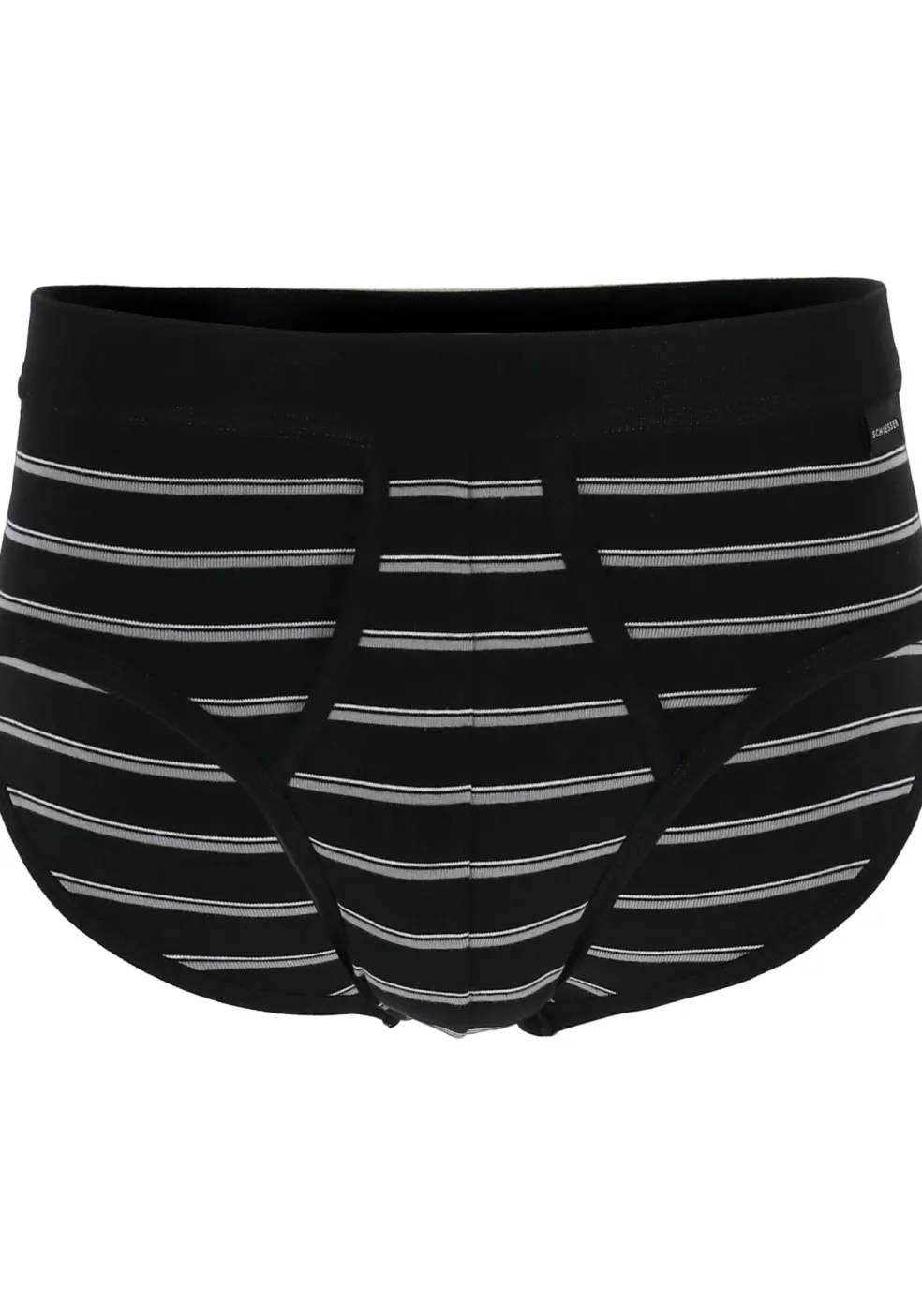 SCHIESSER Original Classics sportslips (2-pack), Feinripp met gulp, zwart gestreept
