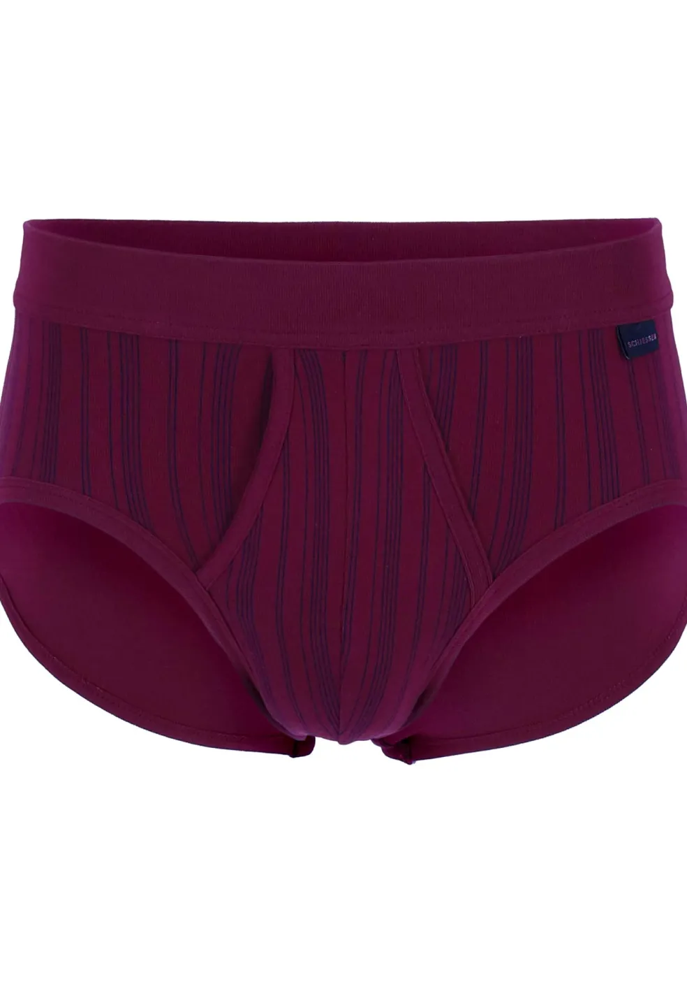 SCHIESSER Original Classics sportslips (2-pack), Feinripp met gulp, bordeaux rood gestreept