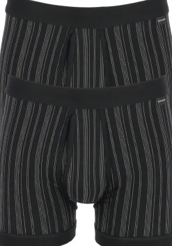 SCHIESSER Original Classics shorts (2-pack), Feinripp met gulp, zwart gestreept
