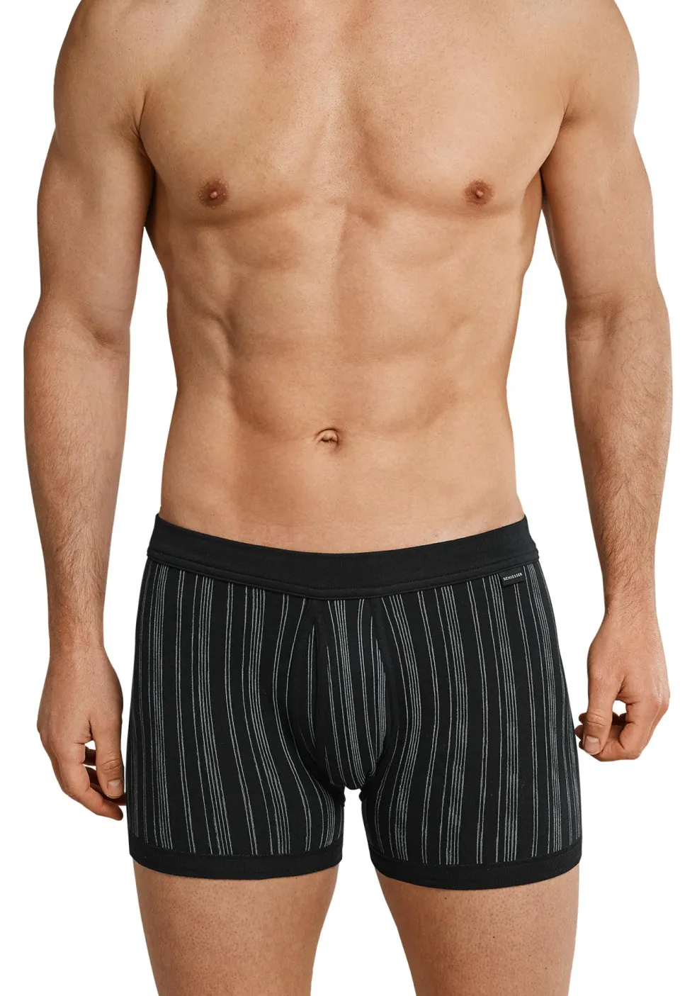 SCHIESSER Original Classics shorts (2-pack), Feinripp met gulp, zwart gestreept