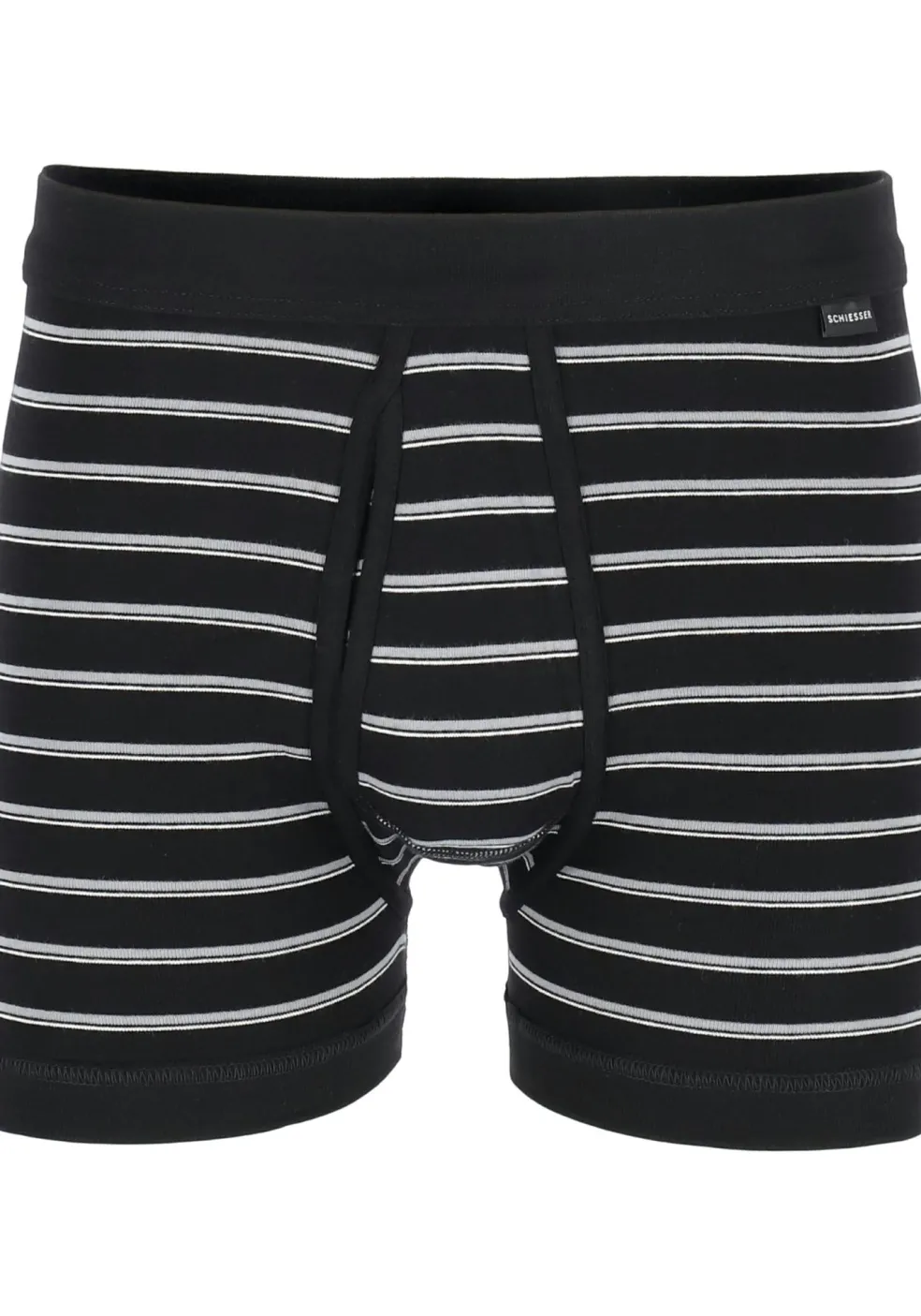 SCHIESSER Original Classics shorts (2-pack), Feinripp met gulp, zwart gestreept