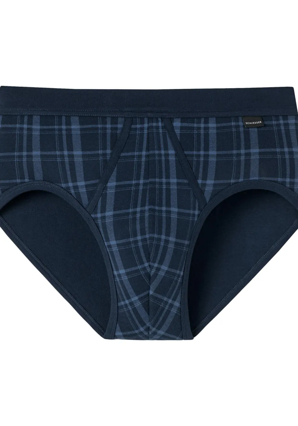 SCHIESSER Original Classics sportslips (2-pack), Feinripp met gulp, donkerblauw geruit