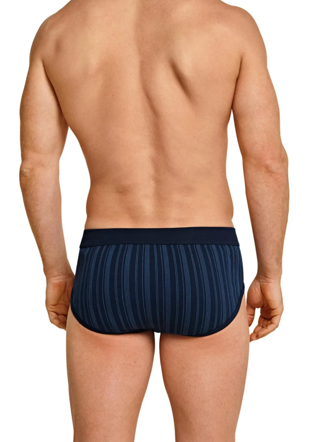 SCHIESSER Original Classics sportslips (2-pack), Feinripp met gulp, donkerblauw gestreept