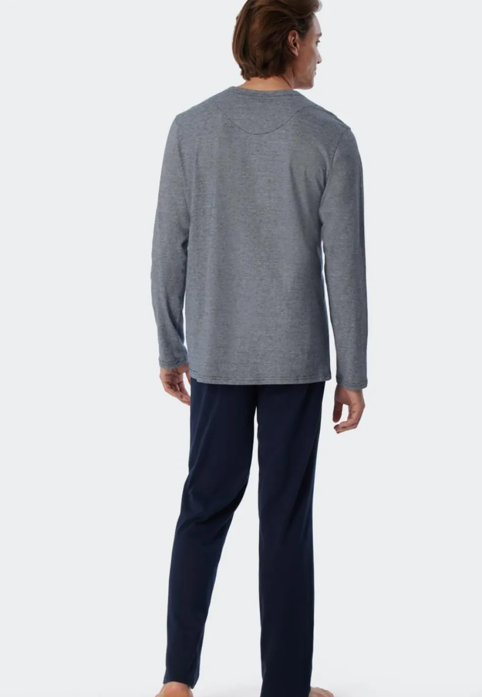 SCHIESSER selected! premium pyjamaset, heren pyjama lang met knoopjes, blauw met wit gestreept