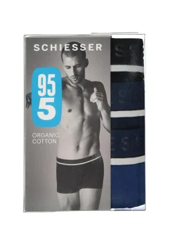 SCHIESSER 95/5 shorts (3-pack), zwart, blauw en donkerblauw