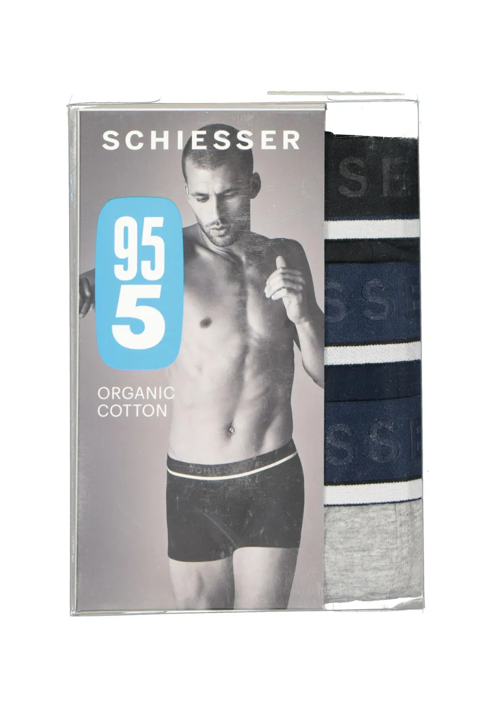 SCHIESSER 95/5 shorts (3-pack), zwart, blauw en grijs