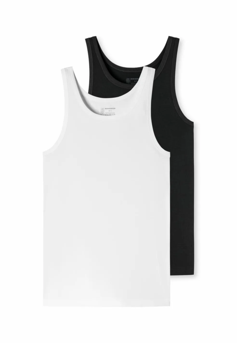 SCHIESSER 95/5 singlet (2-pack), heren biologisch katoen zwart/wit