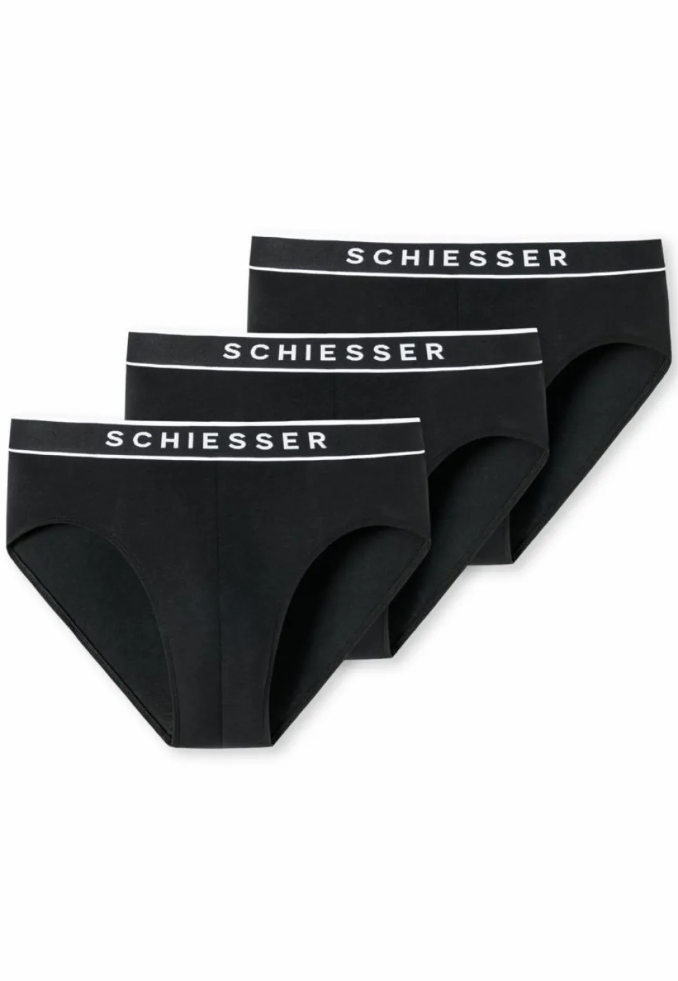 SCHIESSER 95/5 slip (3-pack), heren rioslip biologisch katoen geweven elastische tailleband zwart
