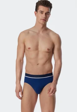 SCHIESSER 95/5 slip (3-pack), heren rioslips biologisch katoen geweven elastische tailleband blauw/ zwart