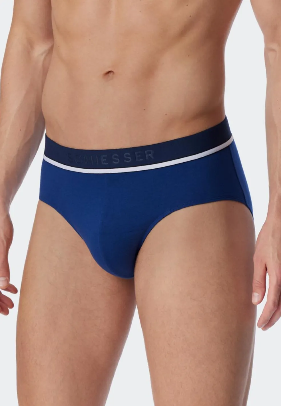 SCHIESSER 95/5 slip (3-pack), heren rioslips biologisch katoen geweven elastische tailleband blauw/ zwart