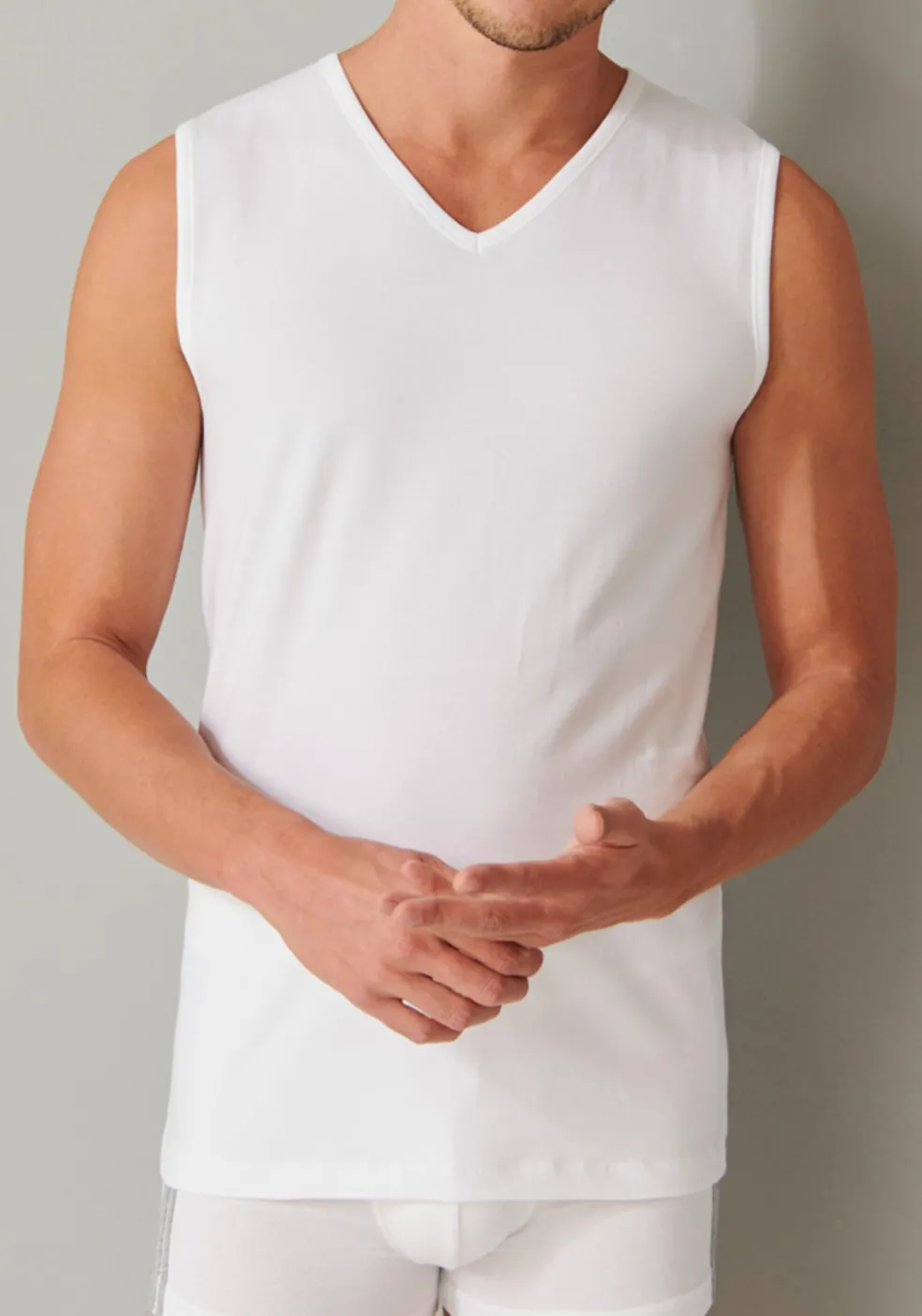SCHIESSER 95/5 tanktops (2-pack), V-hals, wit