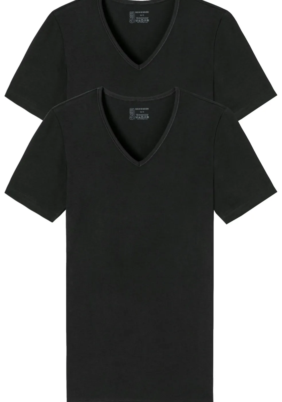 SCHIESSER 95/5 T-shirts (2-pack), V-hals, zwart