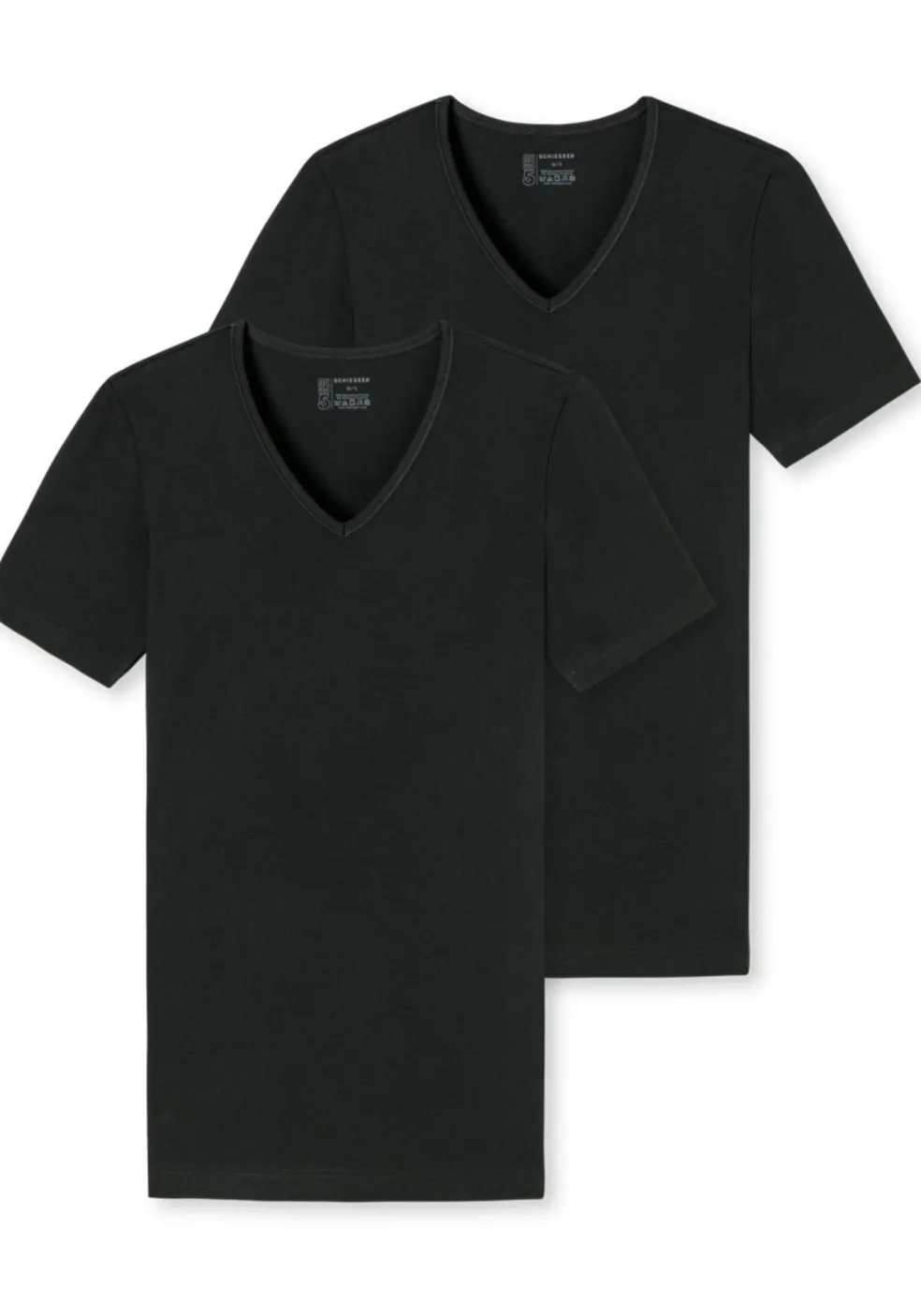 SCHIESSER 95/5 T-shirts (2-pack), V-hals, zwart