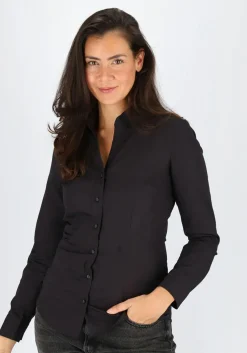 Seidensticker dames blouse slim fit, zwart