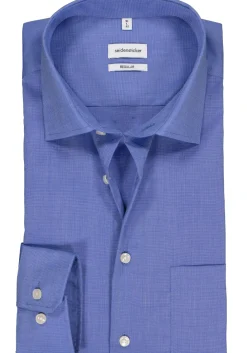 Seidensticker regular fit overhemd, blauw fil a fil