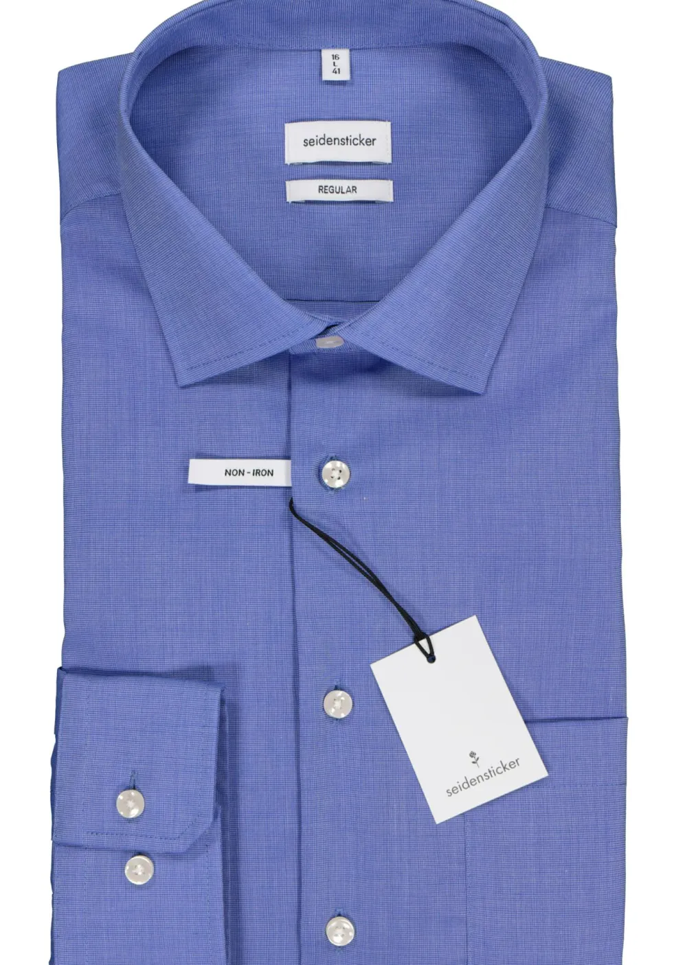 Seidensticker regular fit overhemd, blauw fil a fil