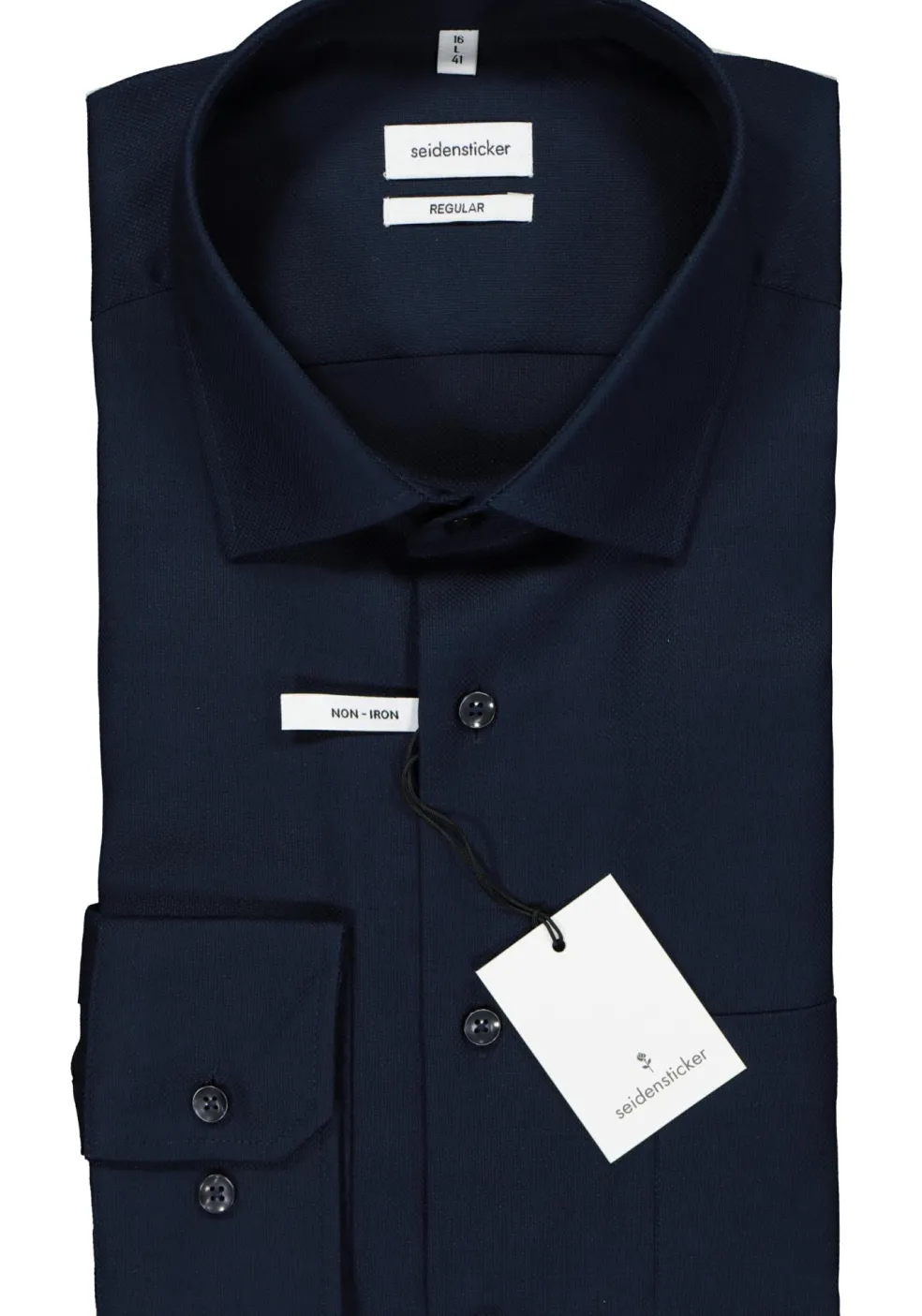Seidensticker regular fit overhemd, donkerblauw structuur