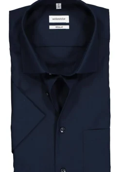 Seidensticker regular fit overhemd, korte mouw, donkerblauw