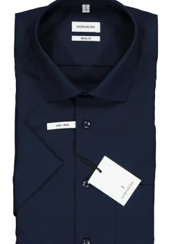 Seidensticker regular fit overhemd, korte mouw, donkerblauw