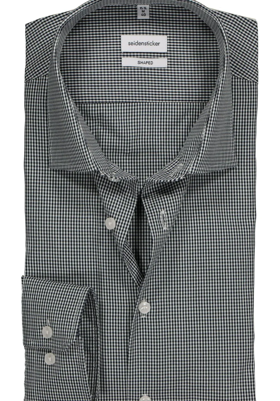 Seidensticker shaped fit overhemd, donkerblauw met wit geruit