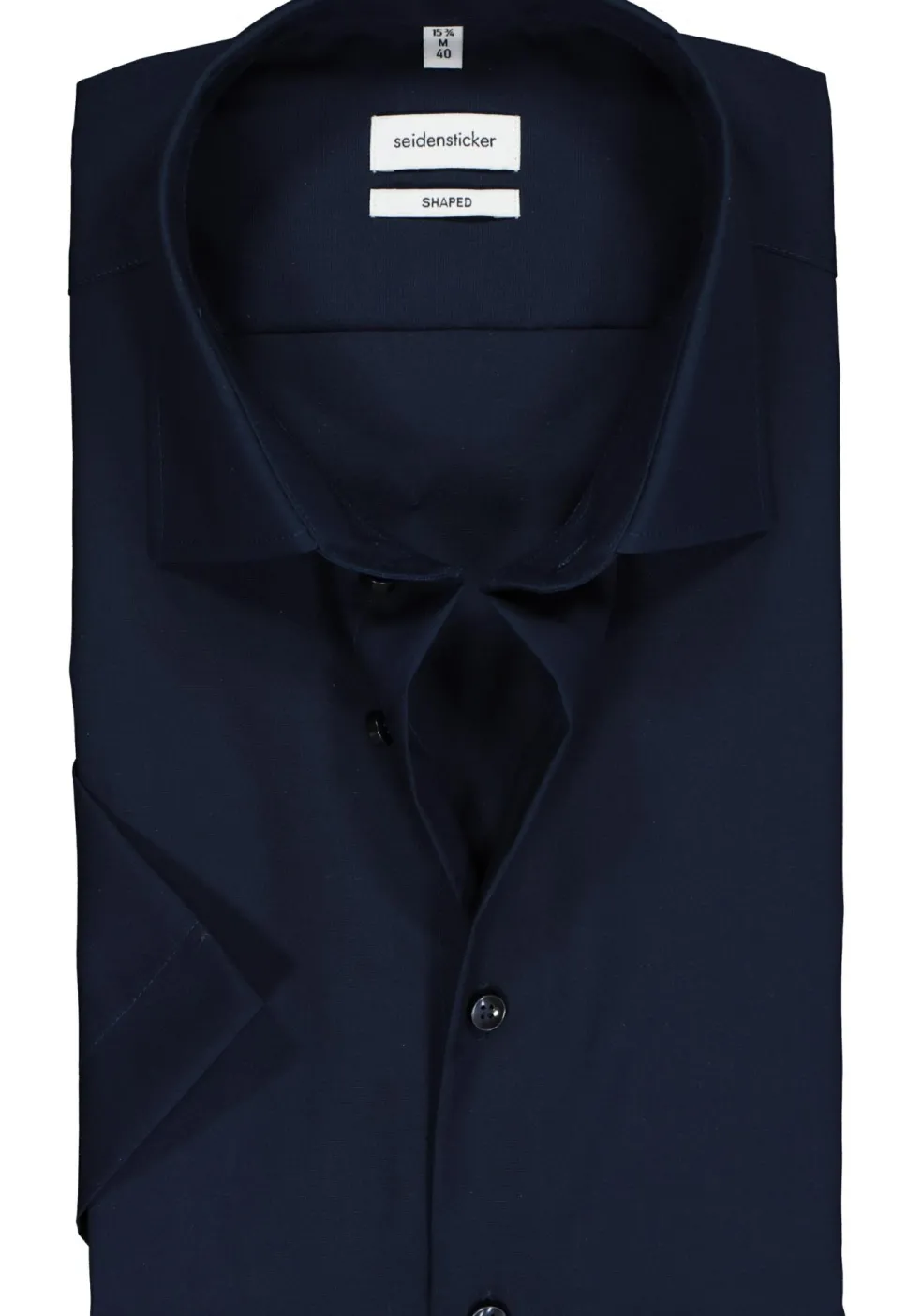 Seidensticker shaped fit overhemd, korte mouw, donkerblauw