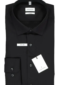 Seidensticker shaped fit overhemd, zwart (contrast)
