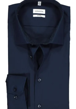 Seidensticker shaped fit overhemd, donkerblauw (contrast)