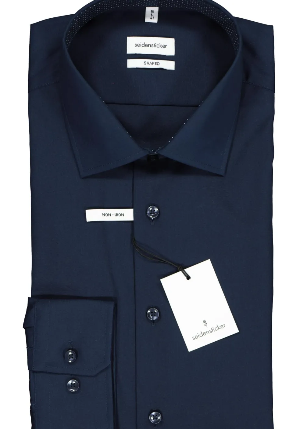 Seidensticker shaped fit overhemd, donkerblauw (contrast)