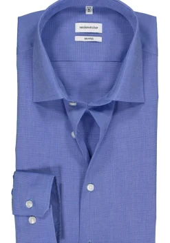 Seidensticker shaped fit overhemd, blauw fil a fil