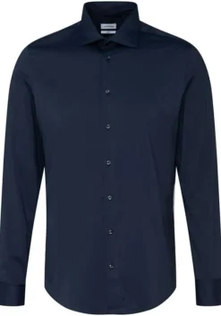 Seidensticker slim fit overhemd, twill, blauw