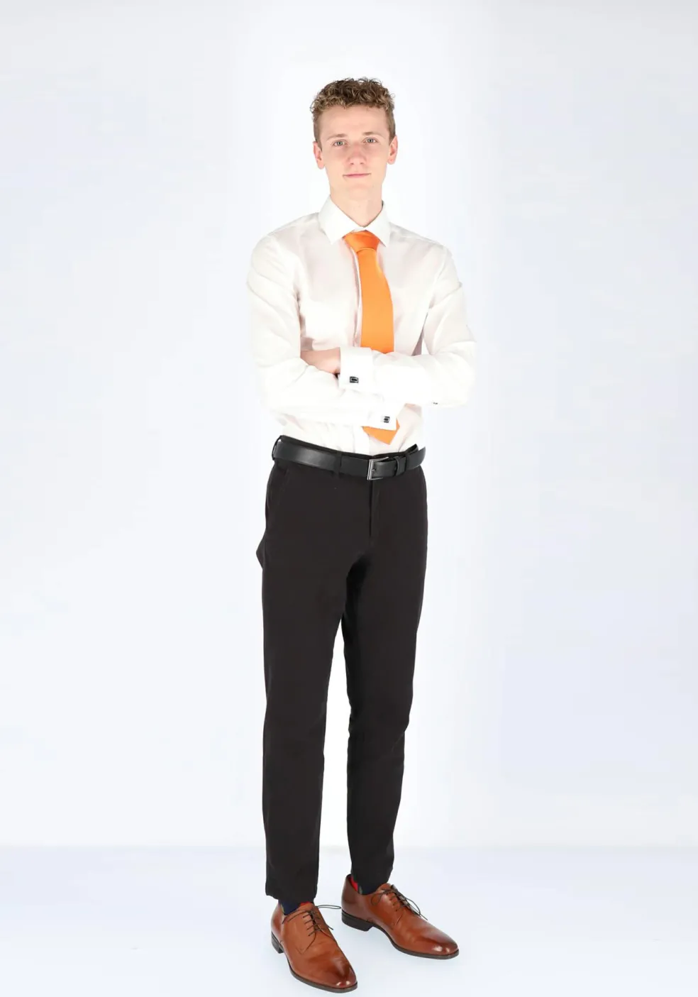 Seidensticker slim fit overhemd, dubbele manchet Kent kraag, wit