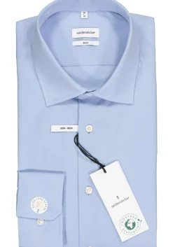 Seidensticker slim fit overhemd, mouwlengte 7, lichtblauw (contrast)