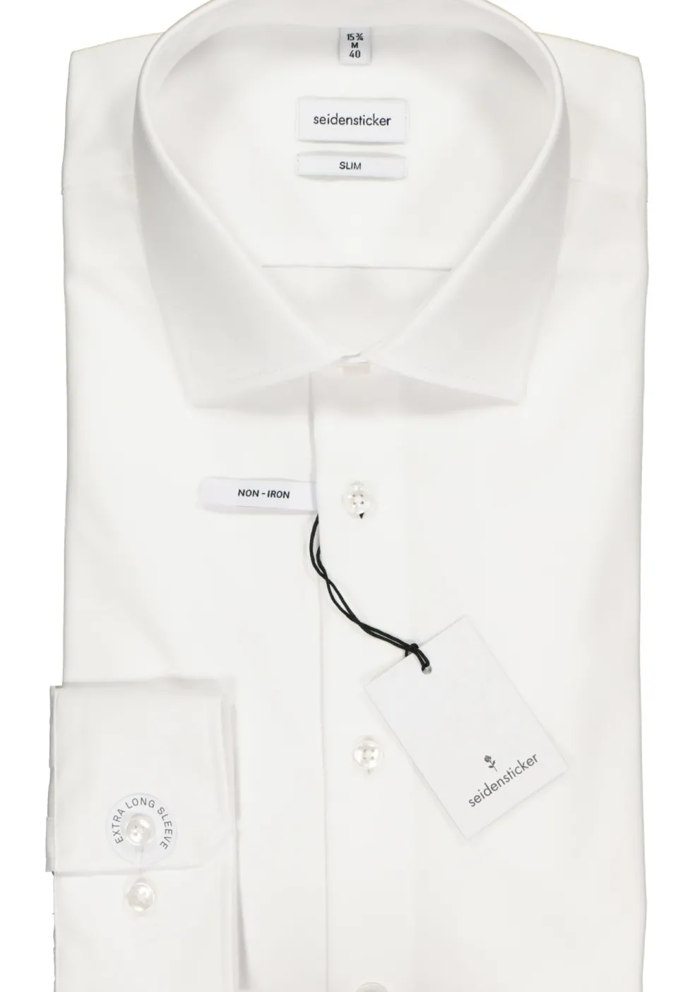 Seidensticker slim fit overhemd, mouwlengte 7, wit