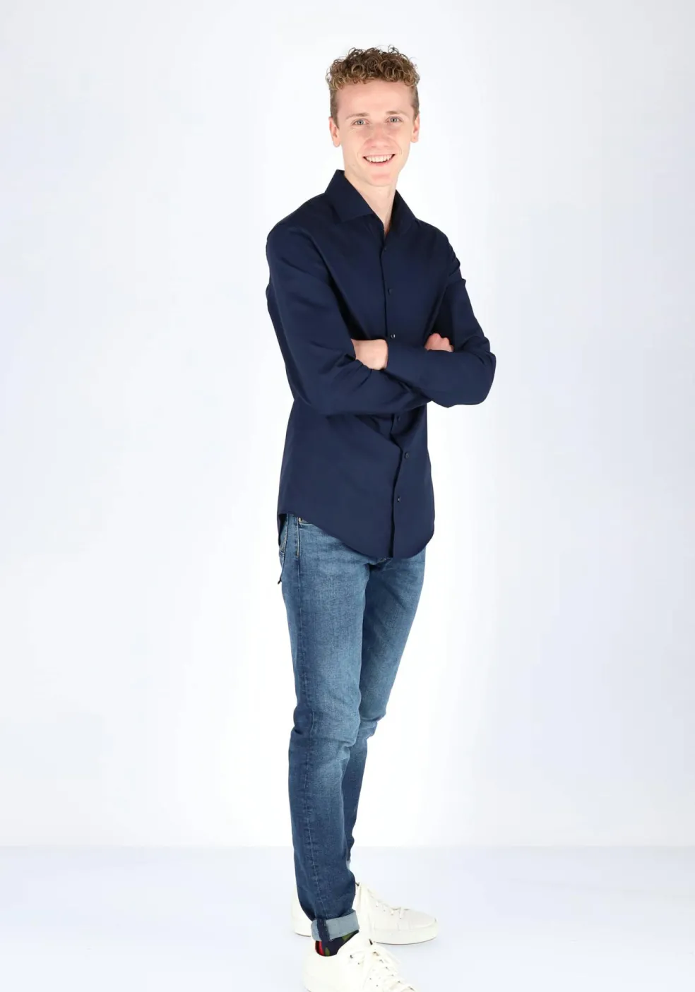 Seidensticker slim fit overhemd, donkerblauw