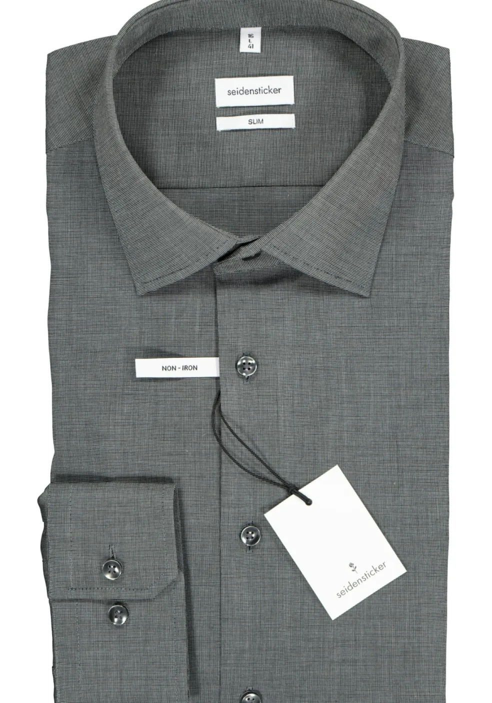 Seidensticker slim fit overhemd, grijs fil a fil