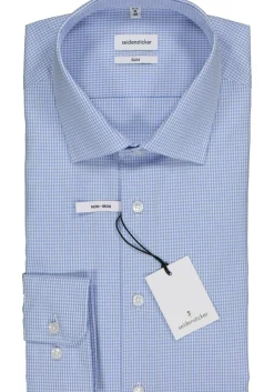 Seidensticker slim fit overhemd, lichtblauw geruit