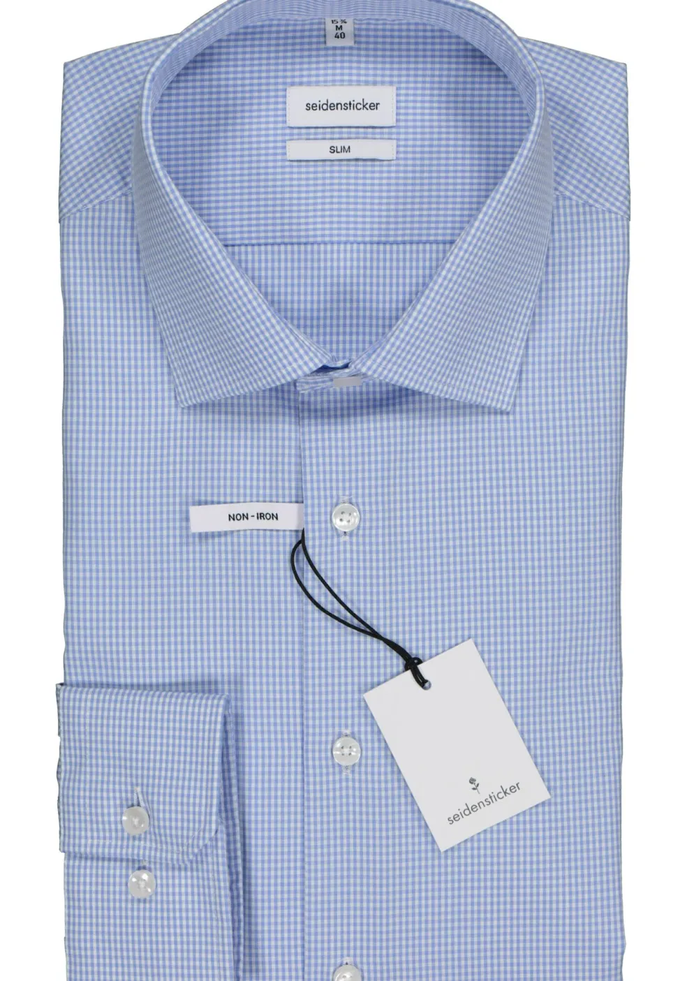 Seidensticker slim fit overhemd, lichtblauw geruit