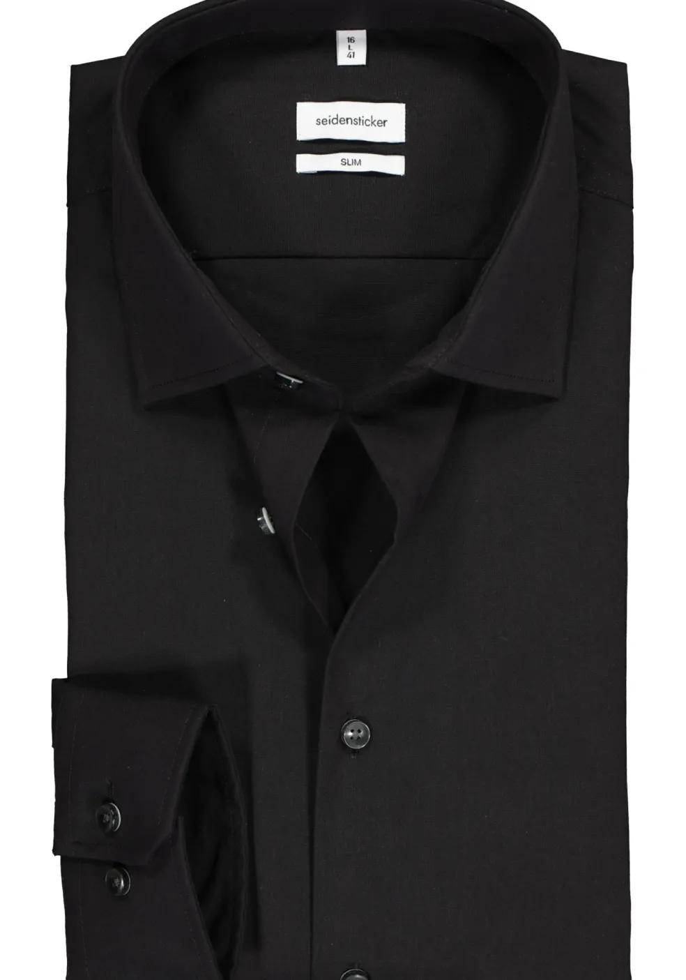 Seidensticker slim fit overhemd, mouwlengte 7, zwart