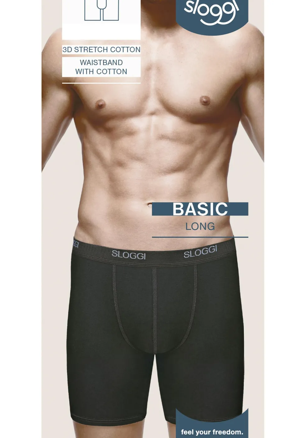 Sloggi Men Basic Long, heren boxer (1-pack), zwart