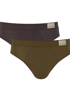 Sloggi Men GO Natural Brief, heren slip met smalle zijkanten (2-pack), bruin en olijfgroen