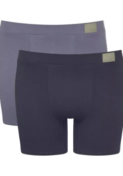 Sloggi Men GO Natural Short, heren boxershort korte pijp (2-pack), licht- en donkerblauw