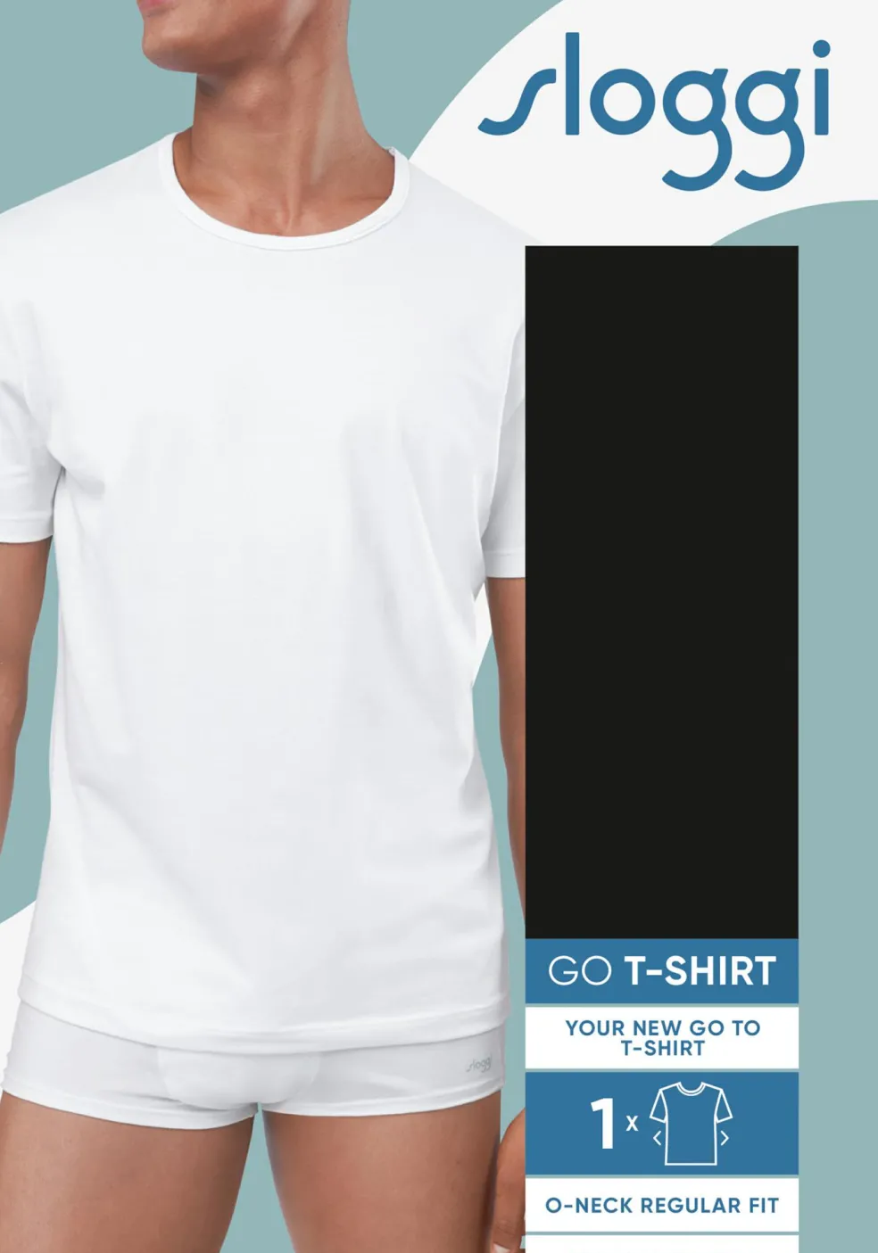 Sloggi Men GO Shirt O-Neck Regular Fit, heren T-shirt (1-pack), zwart