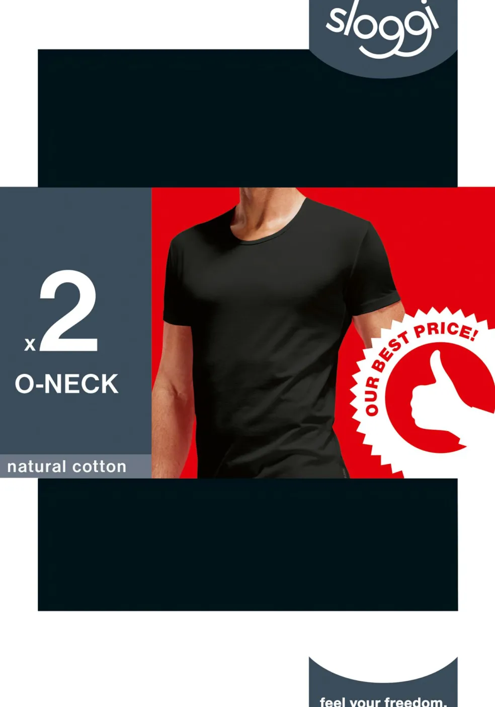 Sloggi Men 24/7 Shirt O-hals, heren T-shirts (2-pack), zwart
