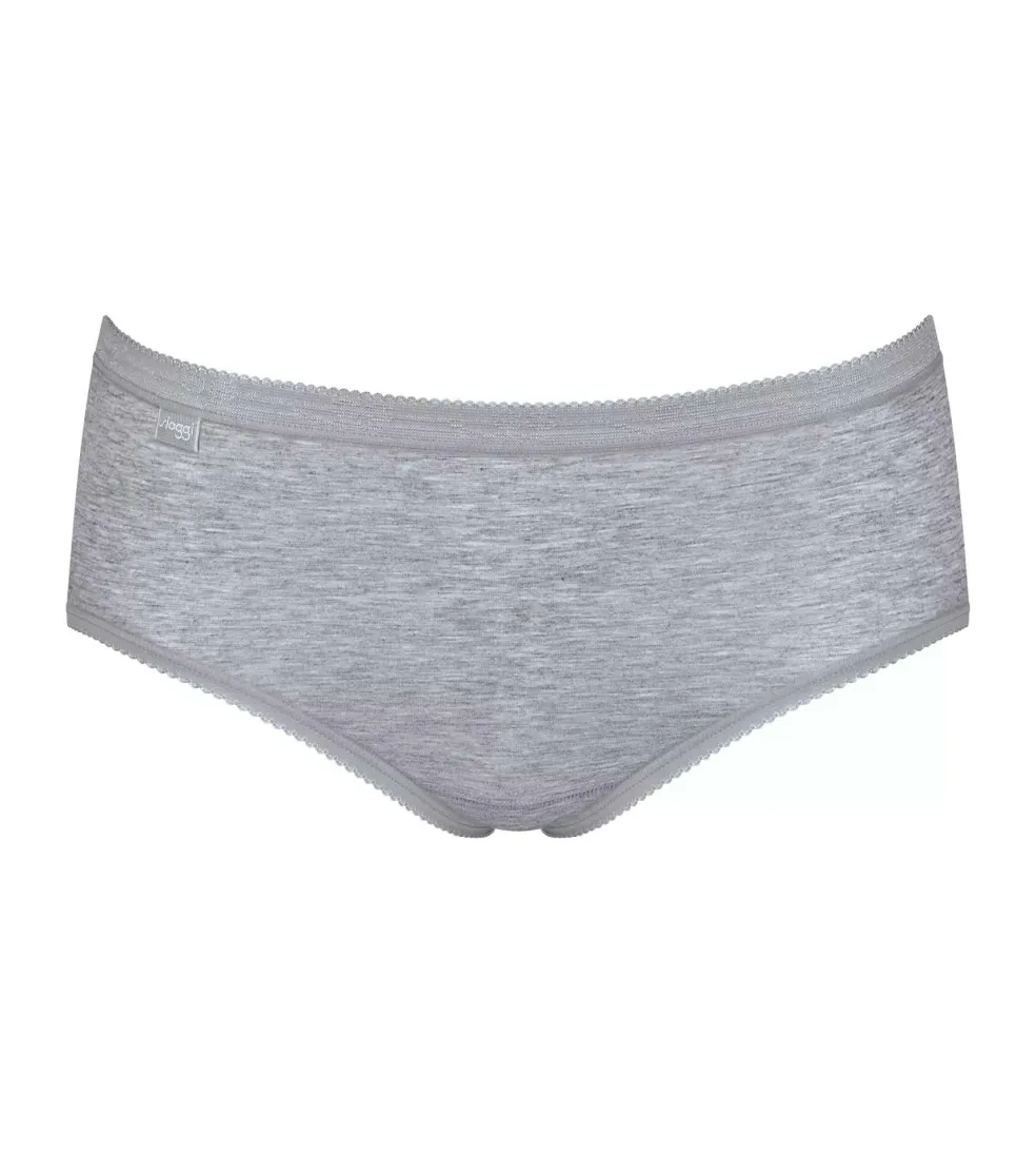 Sloggi Women Basic+ Midi (4-pack), dames slip, wit, grijs, lila, zwart