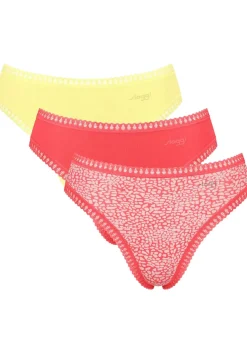 Sloggi Women GO Crush High leg (3-pack), dames slip, geel, oranjerood, print