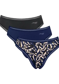 Sloggi Women GO Crush High leg (3-pack), dames slip, zwart, blauw, print