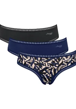 Sloggi Women GO Crush Hipster (3-pack), dames slip, zwart, blauw, print