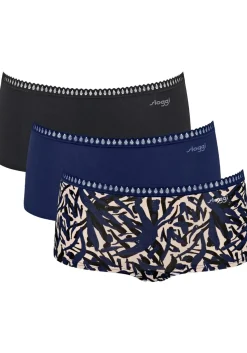 Sloggi Women GO Crush Short (3-pack), dames boxer, zwart, blauw, print